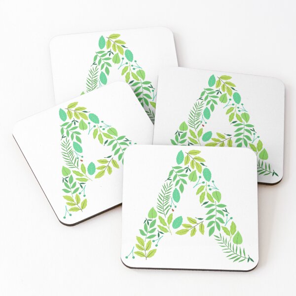 Item preview, Green leafy patterned alphabet- Letter A monogram  designed and sold by LibbyHaggerArt.