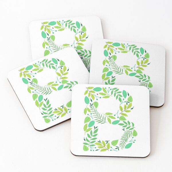 Item preview, Green leafy patterned alphabet- Letter B monogram  designed and sold by LibbyHaggerArt.
