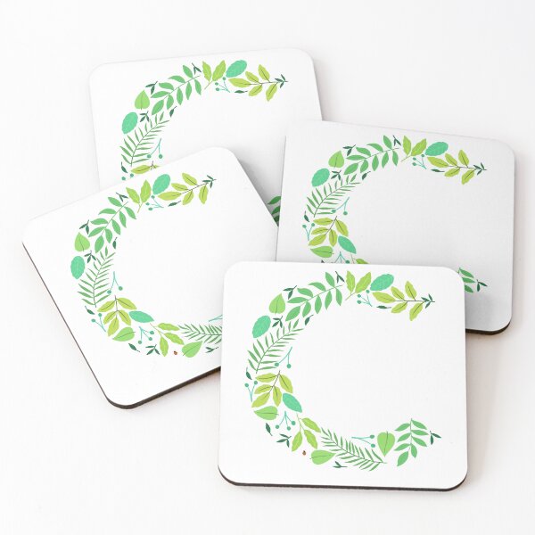 Item preview, Green leafy patterned alphabet- Letter C monogram  designed and sold by LibbyHaggerArt.