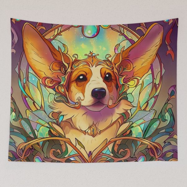 Item preview, Art Nouveau Enchanted Fairy Corgi designed and sold by Elwynartnouveau.