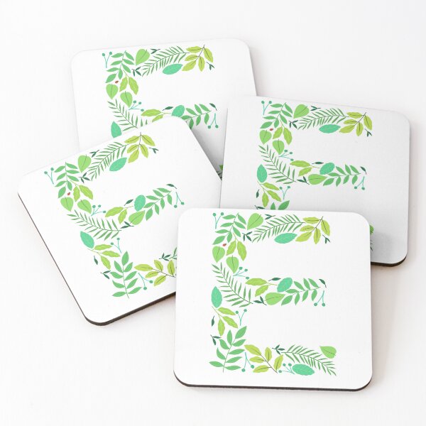 Item preview, Green leafy patterned alphabet- Letter E monogram  designed and sold by LibbyHaggerArt.