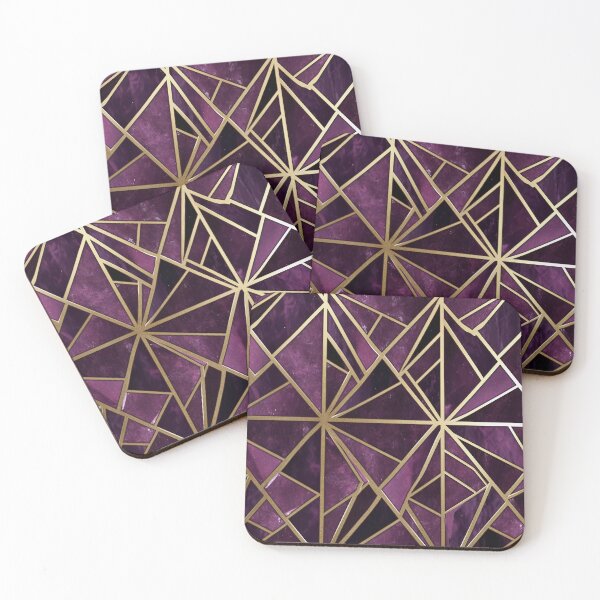 Item preview, Golden Geometric Amethyst Luxurious Design with Geometric Shapes designed and sold by SweetWhiskers.