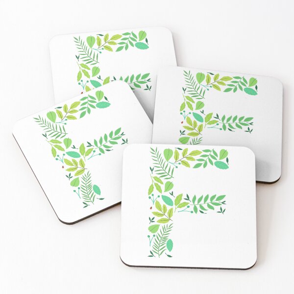 Item preview, Green leafy patterned alphabet- Letter F monogram  designed and sold by LibbyHaggerArt.