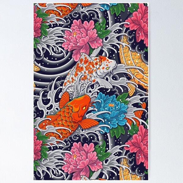 Item preview, Koi Fish and Floral Pattern designed and sold by Snapnfit.