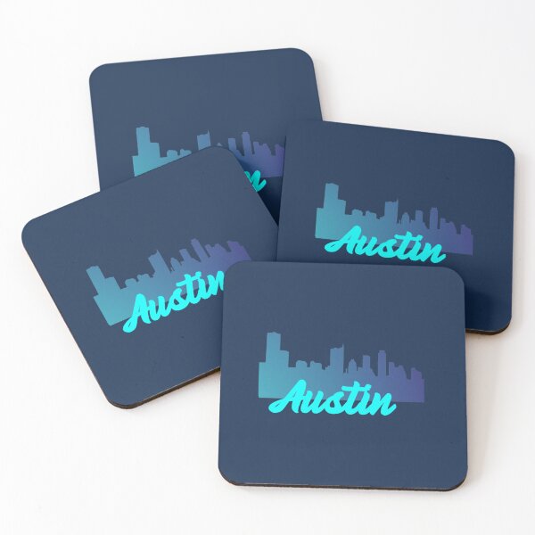 Item preview, Austin Texas  Minimalist Silhouette Skyline in Shades of Blue 166 designed and sold by KadinJast.