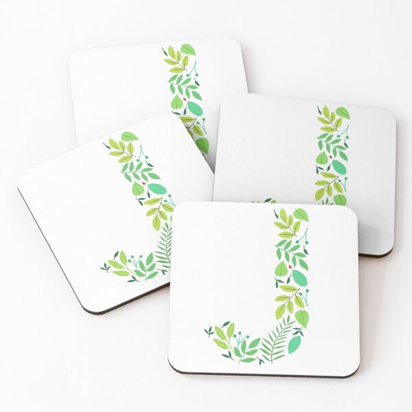Item preview, Green leafy patterned alphabet- Letter J monogram  designed and sold by LibbyHaggerArt.