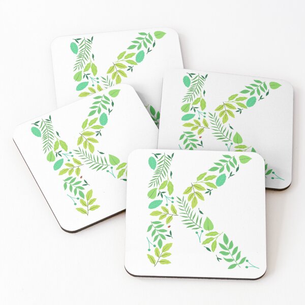 Item preview, Green leafy patterned alphabet- Letter K monogram  designed and sold by LibbyHaggerArt.