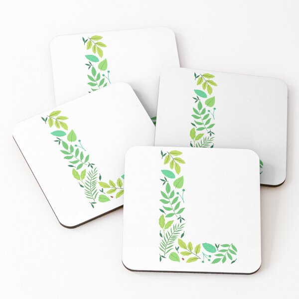 Item preview, Green leafy patterned alphabet- Letter L monogram  designed and sold by LibbyHaggerArt.