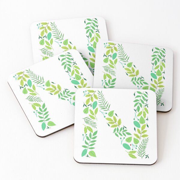 Item preview, Green leafy patterned alphabet- Letter N monogram  designed and sold by LibbyHaggerArt.