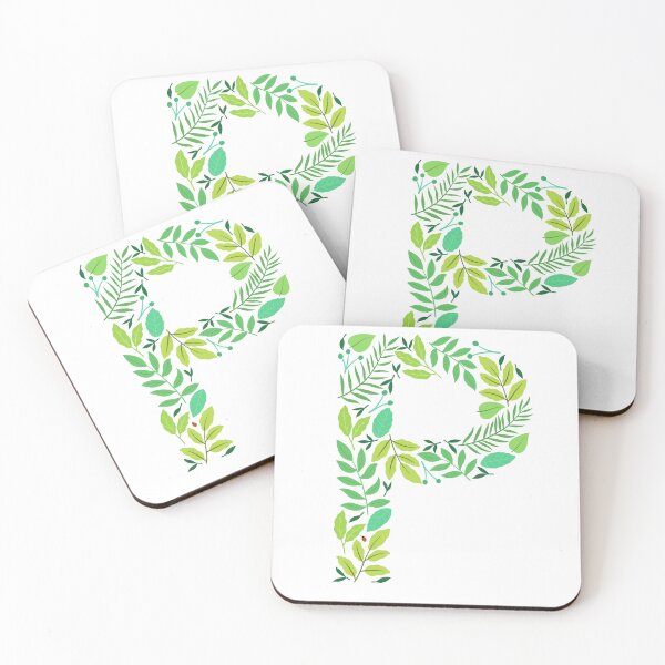 Item preview, Green leafy patterned alphabet- Letter P monogram  designed and sold by LibbyHaggerArt.