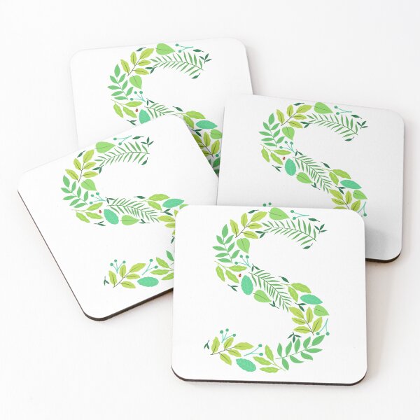 Item preview, Green leafy patterned alphabet- Letter S monogram  designed and sold by LibbyHaggerArt.