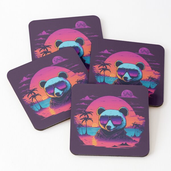 Item preview, Synthwave - Retrowave - Panda Bear wearing sunglasses designed and sold by brindled.