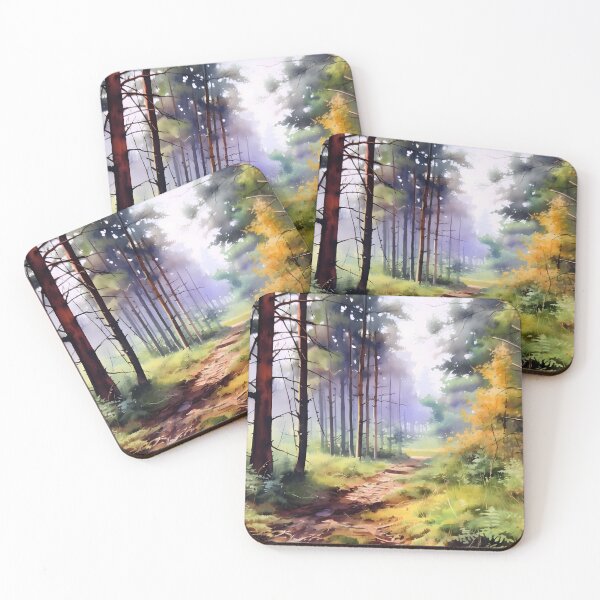 Item preview, Pine Trees in a Forest Watercolor Painting Art designed and sold by redstar19.
