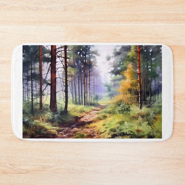 Item preview, Pine Trees in a Forest Watercolor Painting Art designed and sold by redstar19.