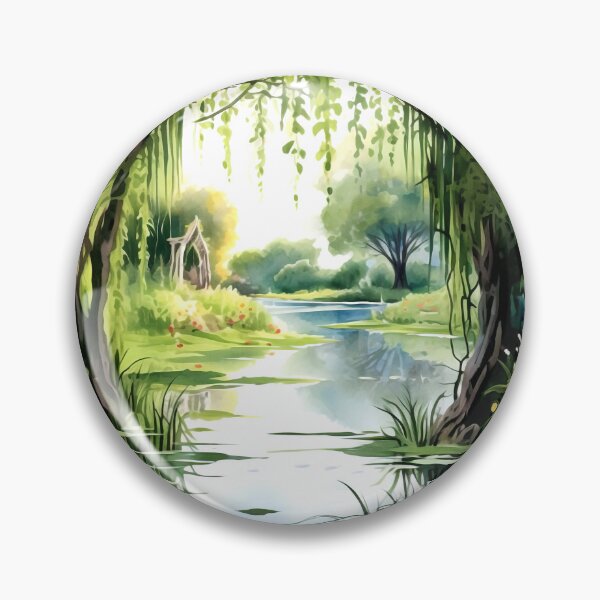 Item preview, Tranquil Pond Clipart, Serene Oasis, Peaceful Waters, Tranquility, Calm Reflections, Nature's Beauty, Pond Life designed and sold by CoolorPainting.