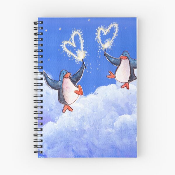Item preview, Two penguins dance on night clouds with sparklers of love. designed and sold by PenguinGirl-Art.