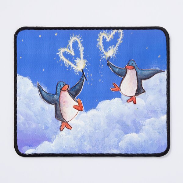 Item preview, Two penguins dance on night clouds with sparklers of love. designed and sold by PenguinGirl-Art.