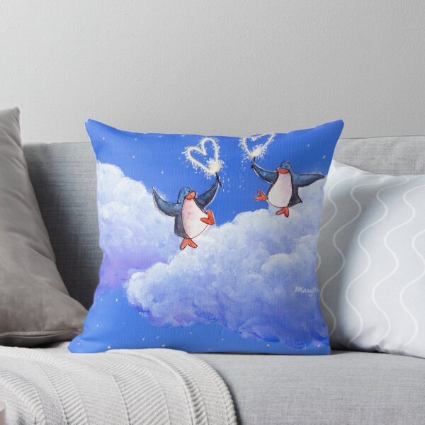Item preview, Two penguins dance on night clouds with sparklers of love. designed and sold by PenguinGirl-Art.