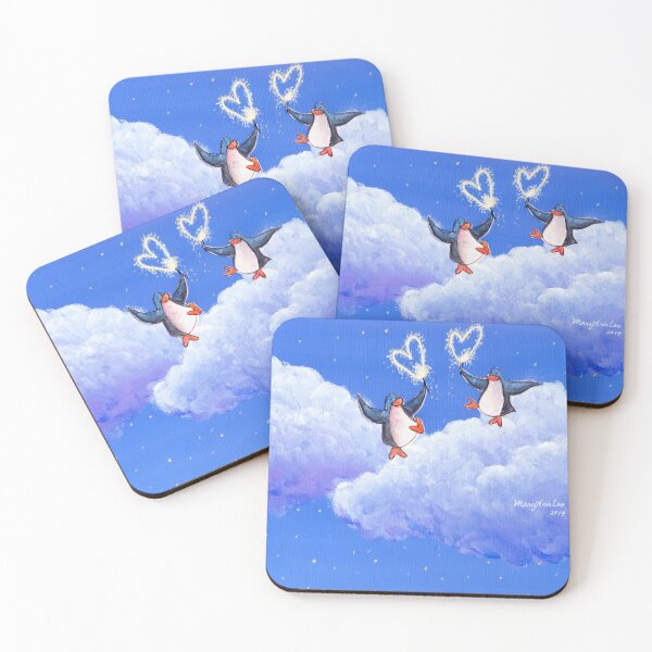 Item preview, Two penguins dance on night clouds with sparklers of love. designed and sold by PenguinGirl-Art.