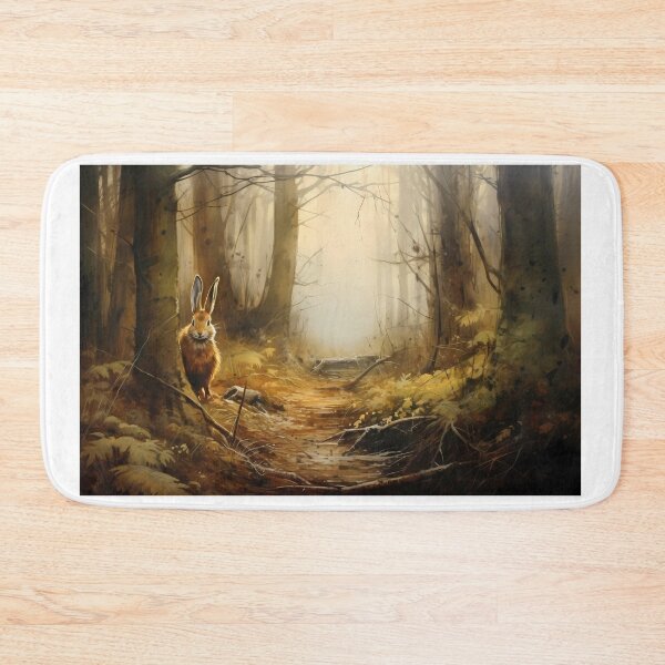 Item preview, Wild Hare Hiding in the Forest Watercolor Painting Art designed and sold by redstar19.