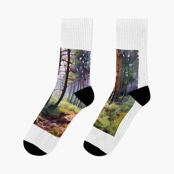 Item preview, Pine Trees in a Forest Watercolor Painting Art designed and sold by redstar19.