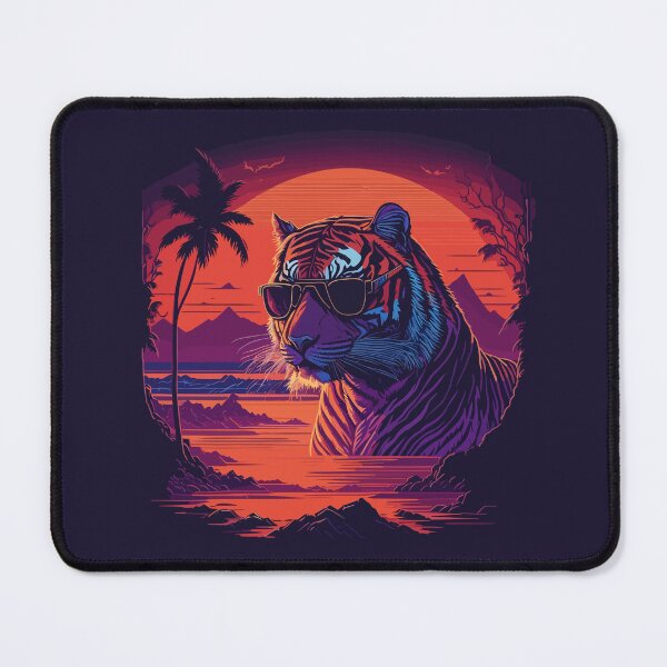Item preview, Synthwave - Retrowave - Bengal Tiger wearing sunglasses designed and sold by brindled.