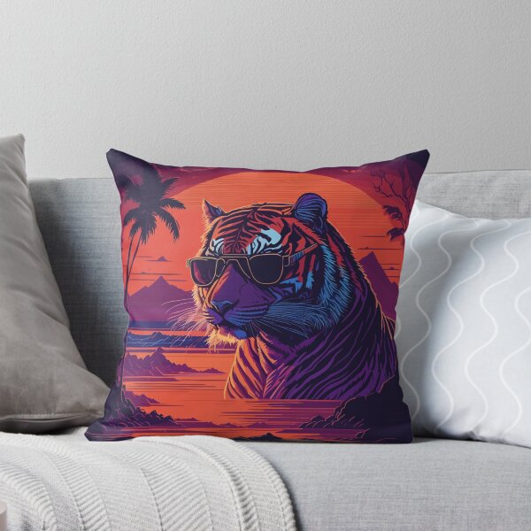 Item preview, Synthwave - Retrowave - Bengal Tiger wearing sunglasses designed and sold by brindled.