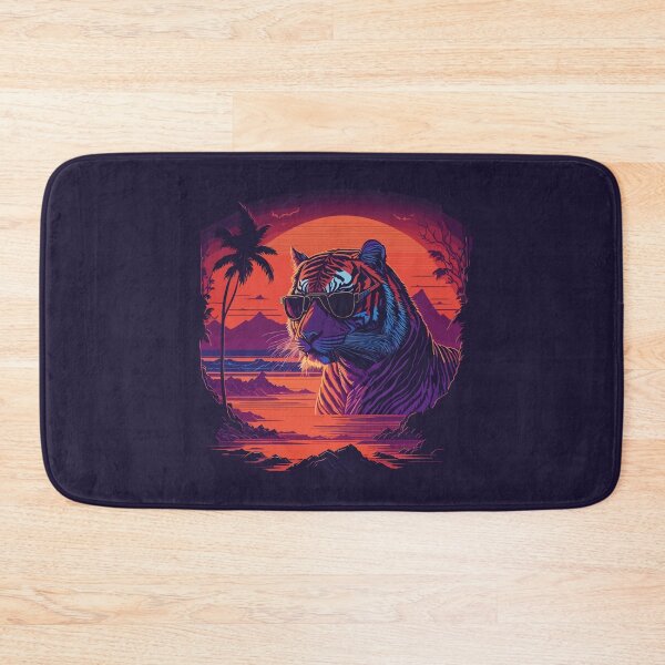 Item preview, Synthwave - Retrowave - Bengal Tiger wearing sunglasses designed and sold by brindled.