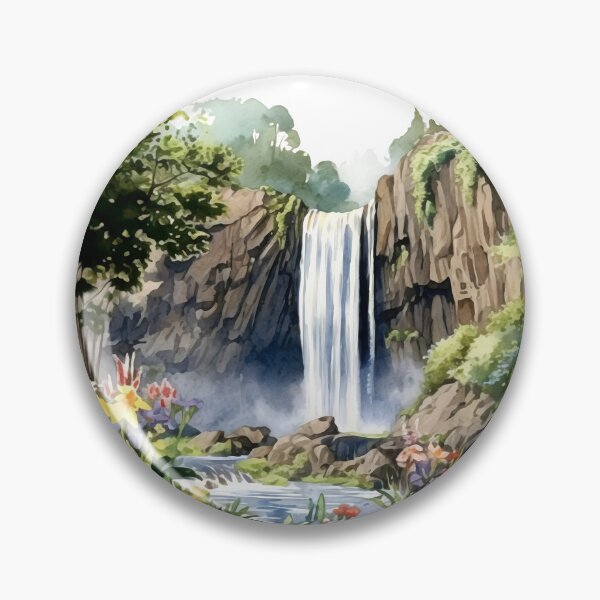Item preview, Picturesque Waterfall Clipart, Scenic Beauty, Captivating Cascade, Breathtaking Falls, Majestic Water, Nature's Wonder, Picturesque View designed and sold by CoolorPainting.