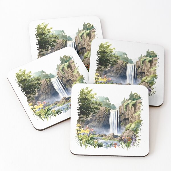 Item preview, Picturesque Waterfall Clipart, Scenic Beauty, Captivating Cascade, Breathtaking Falls, Majestic Water, Nature's Wonder, Picturesque View designed and sold by CoolorPainting.