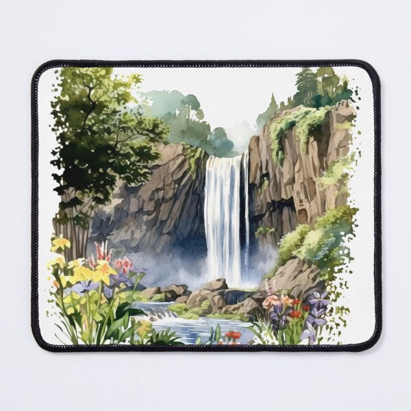 Item preview, Picturesque Waterfall Clipart, Scenic Beauty, Captivating Cascade, Breathtaking Falls, Majestic Water, Nature's Wonder, Picturesque View designed and sold by CoolorPainting.