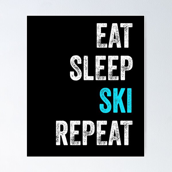 Be Free Ski White Text Quote with White Downhill Alpine Skier