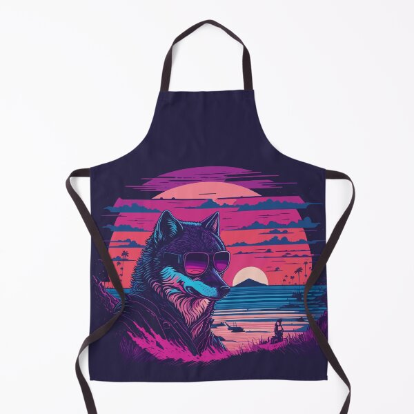 Item preview, Synthwave - Retrowave - Gray Wolf wearing sunglasses designed and sold by brindled.