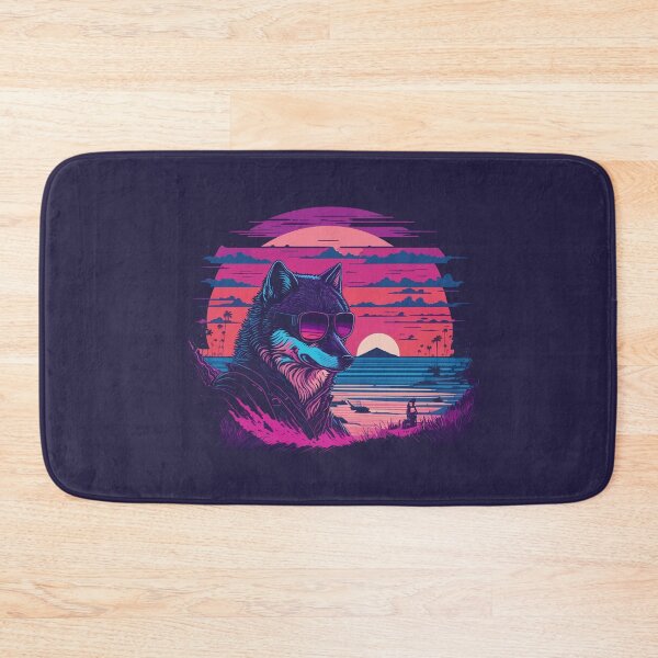 Item preview, Synthwave - Retrowave - Gray Wolf wearing sunglasses designed and sold by brindled.