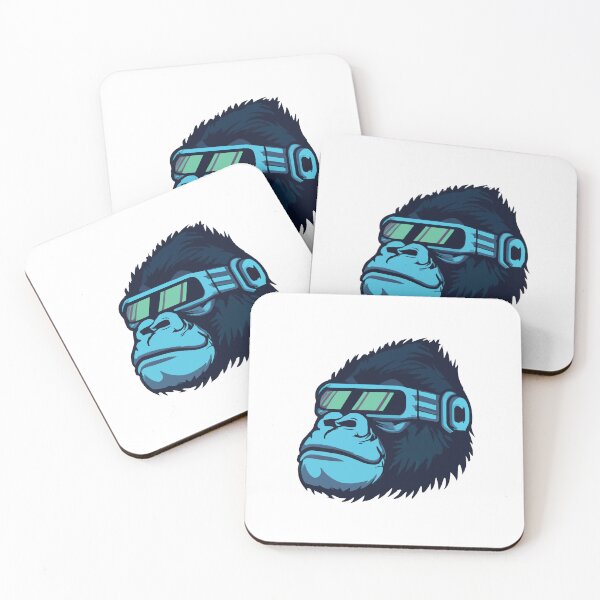Item preview, Gorilla stylish futuristic blue neon designed and sold by spyduckz.