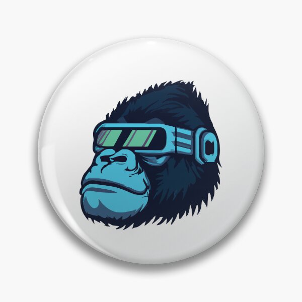 Item preview, Gorilla stylish futuristic blue neon designed and sold by spyduckz.