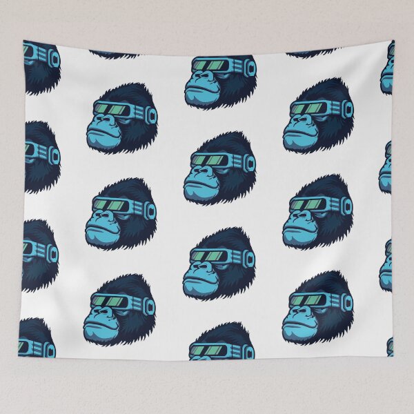 Item preview, Gorilla stylish futuristic blue neon designed and sold by spyduckz.