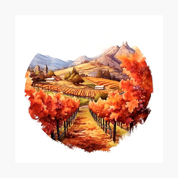 Item preview, Charming Autumn Vineyard Clipart, Harvest Season, Fall Foliage, Grape Harvest, Vineyard Charm, Autumnal Delight, Wine Country Beauty designed and sold by CoolorPainting.