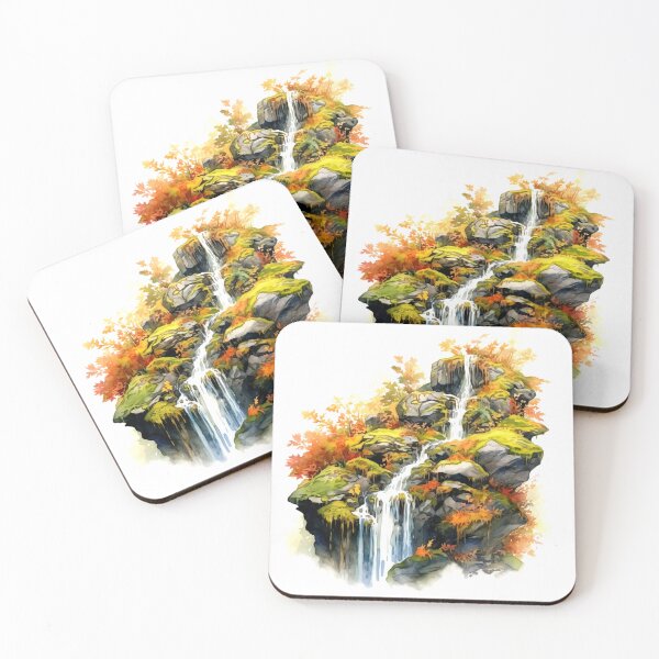 Item preview, Serene Waterfall Clipart, Cascading Beauty, Peaceful Flow, Tranquil Falls, Water's Harmony, Natural Serenity, Scenic Cascade designed and sold by CoolorPainting.