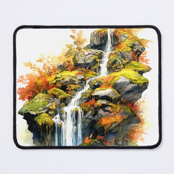 Item preview, Serene Waterfall Clipart, Cascading Beauty, Peaceful Flow, Tranquil Falls, Water's Harmony, Natural Serenity, Scenic Cascade designed and sold by CoolorPainting.