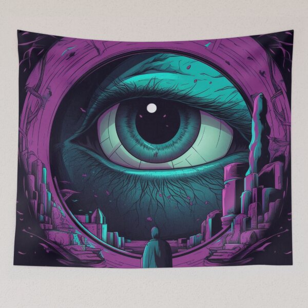 Item preview, Mystical Gaze - Captivating Blue and Purple Eyes Artwork designed and sold by BerthaArt.