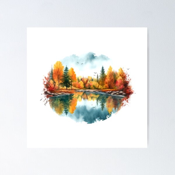 Item preview, Tranquil Lake Clipart, Serene Waters, Peaceful Reflections, Lake Bliss, Tranquility, Calm Oasis, Mirror-like Surface designed and sold by CoolorPainting.