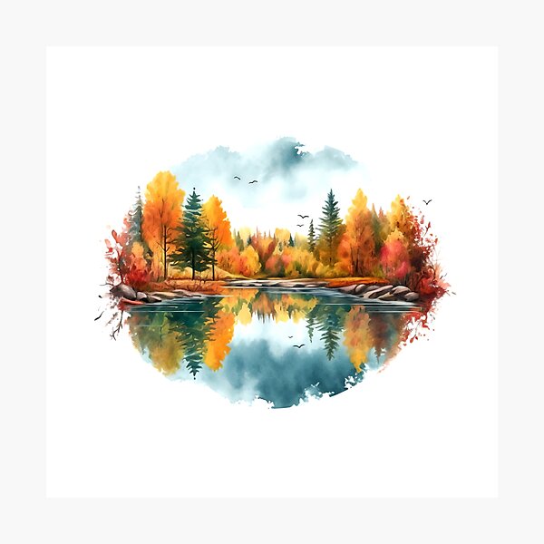Item preview, Tranquil Lake Clipart, Serene Waters, Peaceful Reflections, Lake Bliss, Tranquility, Calm Oasis, Mirror-like Surface designed and sold by CoolorPainting.