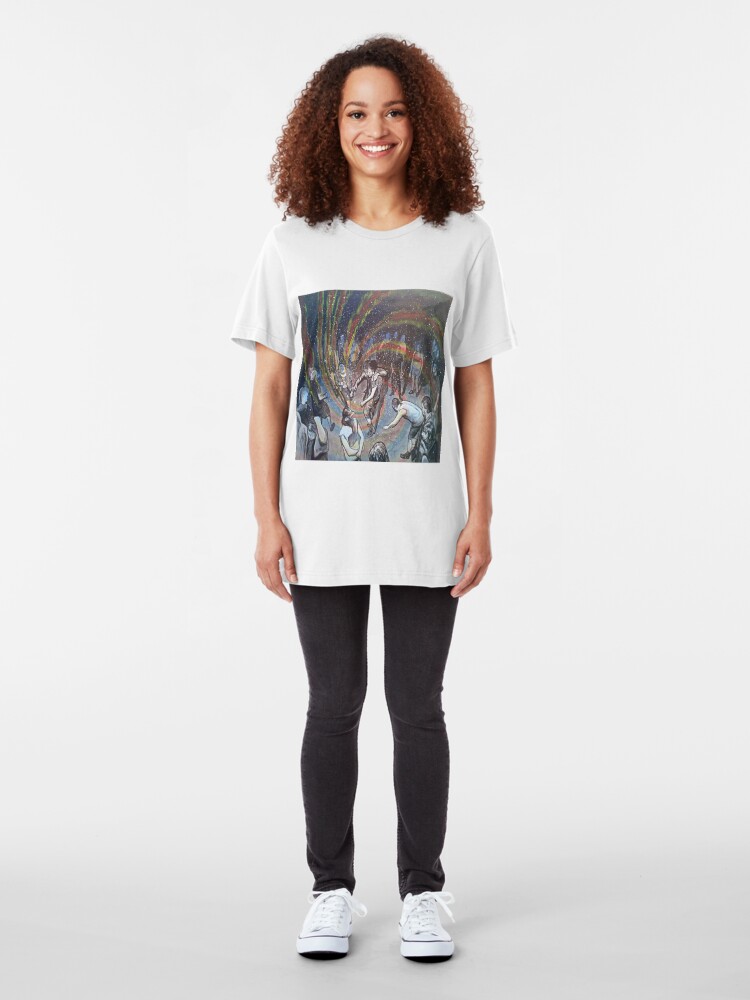 Alternate view of circle pit graivational wave Slim Fit T-Shirt