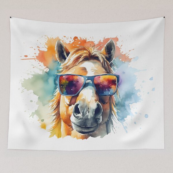 Item preview, Horse with sunglasses watercolor style 2 designed and sold by Tim-Ries.