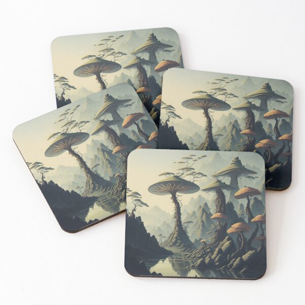 Item preview, Mushroom art Chinese painting style, image one designed and sold by Ersha-Design.