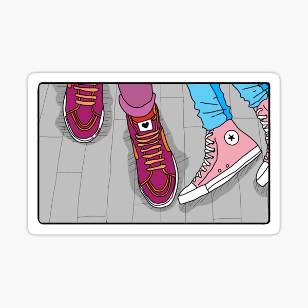 Vista previa del artículo con la obra «Zapatos para lesbianas y trans Heartstopper», diseñado y vendido por HandsomeShark22.