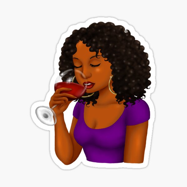 Beautiful Black Woman Drinking Wine Sticker