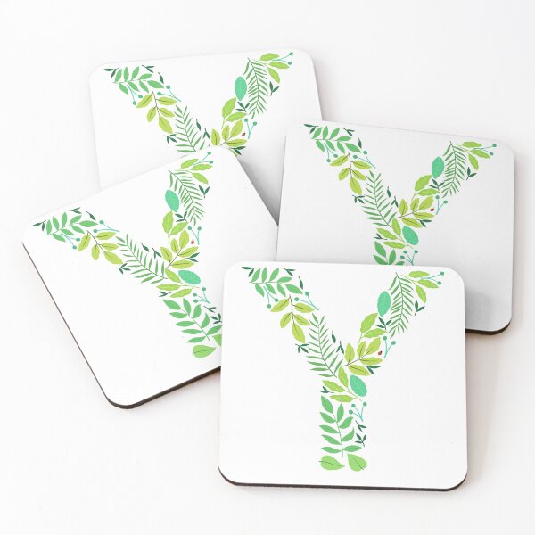 Item preview, Green leafy patterned alphabet- Letter Y monogram  designed and sold by LibbyHaggerArt.