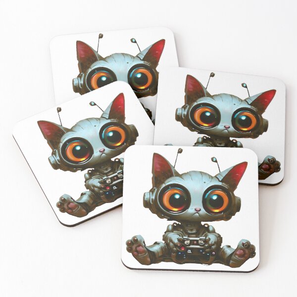 Item preview, Robo-Cat Playing Video Games! designed and sold by kukamatsu.